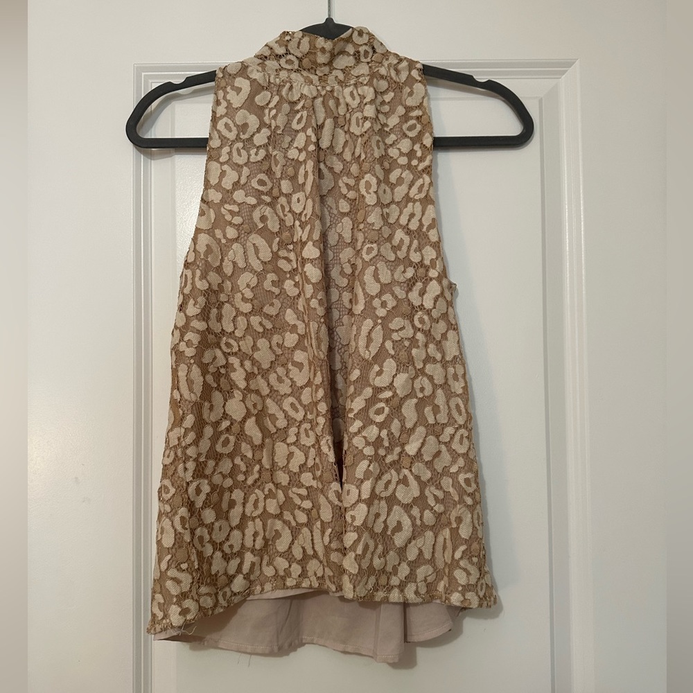 LOFT Animal Print Lace Top